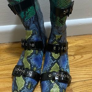 Jeffrey Campbell multicolor snakeskin boots, sz 9